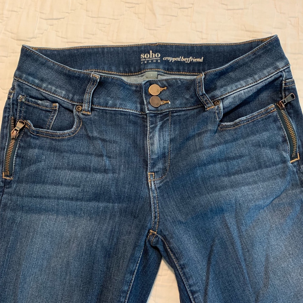 Soho Cropped Boyfriend Jeans, Size 8